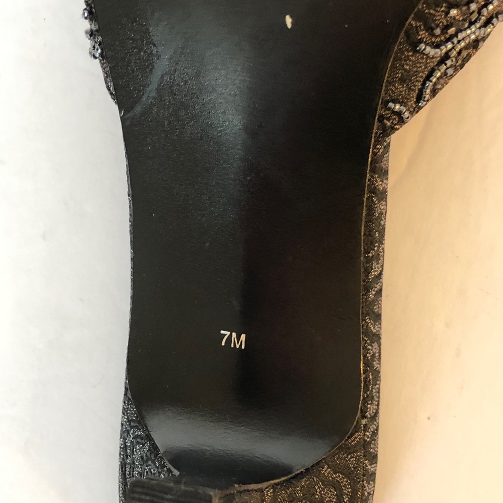 Valerie Stevens Black Beaded Slide Heel Shoes 7 - Picture 5 of 5